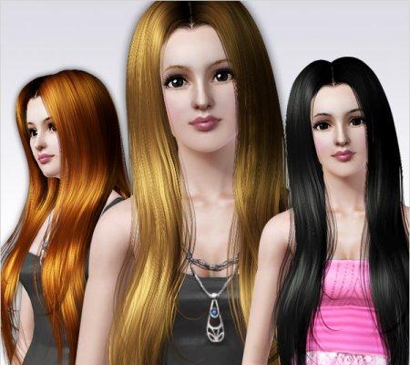 Женская прическа (длинные волосы) для Симс 3 в формате sims3pack
