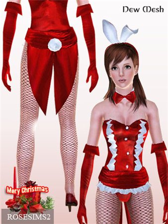 Женский костюмчик на рождество для Симс 3 в формате sims3pack