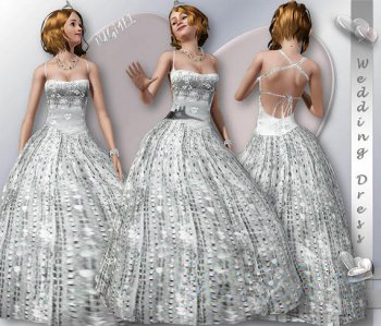 Свадебное платье с открытой спиной на завязках для Симс 3 в формате sims3pack