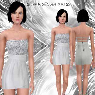 Серебряно-белое платье для Sims 3 в формате sims3pack