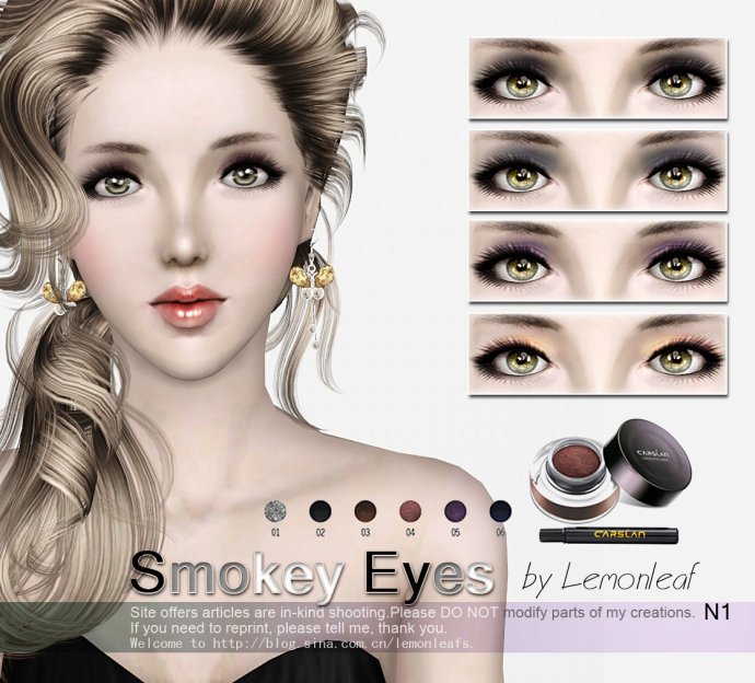 Тени Дымчатые Глаза (Smokey Eyes) От Lemonleaf Для Симс 3 В.