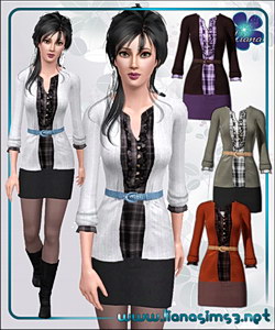 Блузка и кофта + юбка с ремнём = стильный норяд (Sims 3)