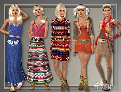 Женский ковбойский набор одежды "Западный стиль" от All About Style для Симс 3 в формате sims3pack