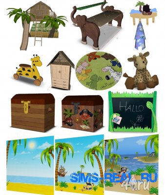 Мебель для детской "Пальмовый Рай" (Симс 3) от Helen в формате sims3pack